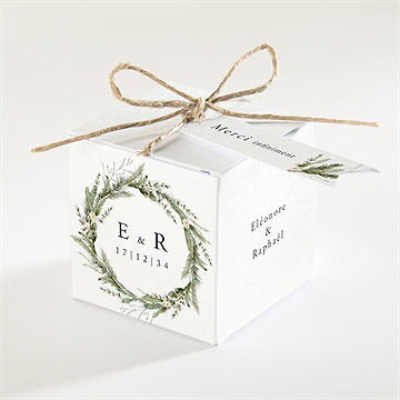 Boîte de dragées mariage couronne d'hiver