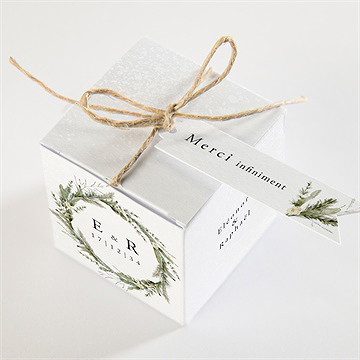 Boîte de dragées mariage couronne d'hiver - Dessus de la boîte