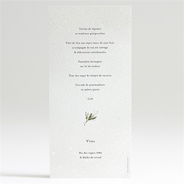 Menu mariage couronne d'hiver - Dos du menu