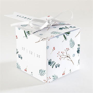 Boîte de dragées mariage hivernal - Dos de la boîte