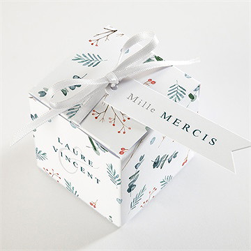 Boîte de dragées mariage hivernal - Dessus de la boîte