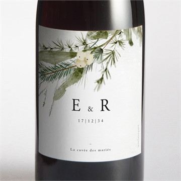 Etiquette de bouteille mariage couronne d'hiver