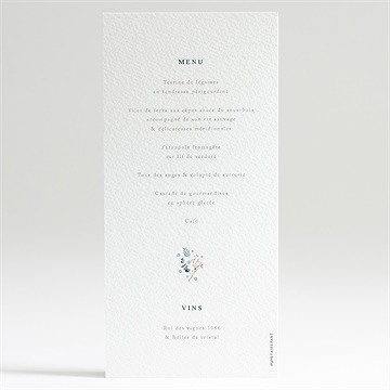 Menu mariage hivernal - Dos du menu
