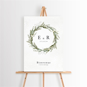 Panneau bienvenue couronne d'hiver