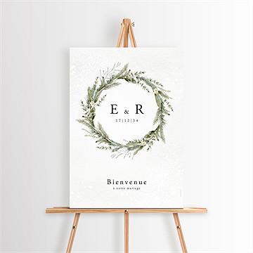 Panneau bienvenue couronne d'hiver