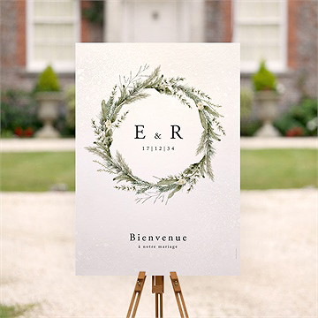 Panneau bienvenue couronne d'hiver - Mise en situation