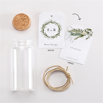 Mignonette mariage couronne d'hiver étiquette - Vue d'ensemble