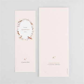 Faire-part naissance ronde de la forêt photomaton - Dos du faire-part