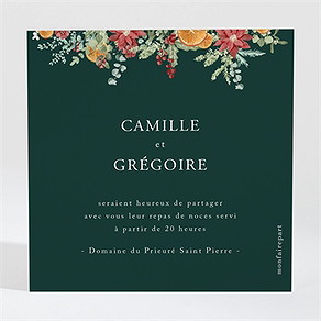 Carton d'invitation mariage orange de noël
