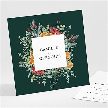 Carton réponse mariage orange de noël