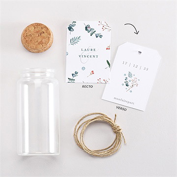 Mignonette mariage hivernal étiquette - Vue d'ensemble