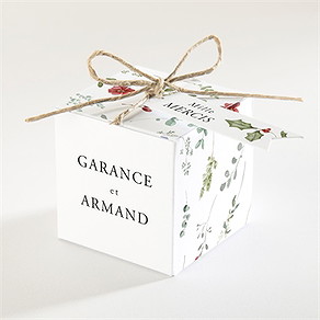 Boîte de dragées mariage ronde fleurie