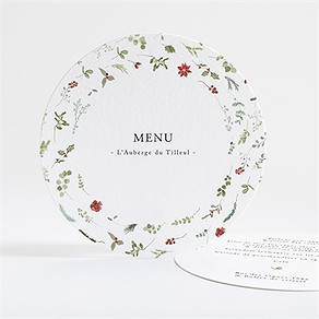 Menu mariage ronde fleurie