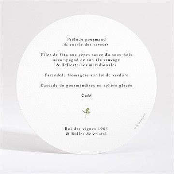 Menu mariage ronde fleurie - Dos du menu