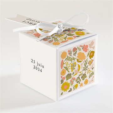 Boîte de dragées mariage hippie chic - Dos de la boîte