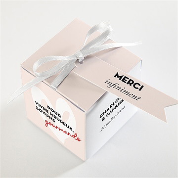 Boîte de dragées mariage coeur - Dessus de la boîte