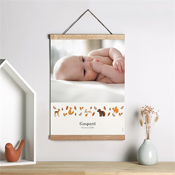 Affiche naissance renard et animaux - Mise en situation