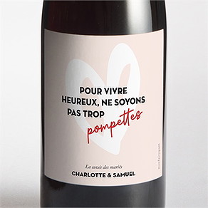 Etiquette de bouteille mariage coeur