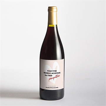 Etiquette de bouteille mariage coeur - Mise en situation