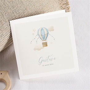 Faire-part naissance montgolfière plié