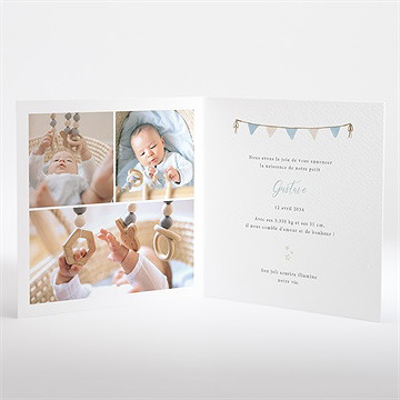 Faire-part naissance montgolfière plié - Intérieur du faire-part