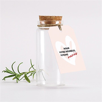 Mignonette mariage coeur étiquette