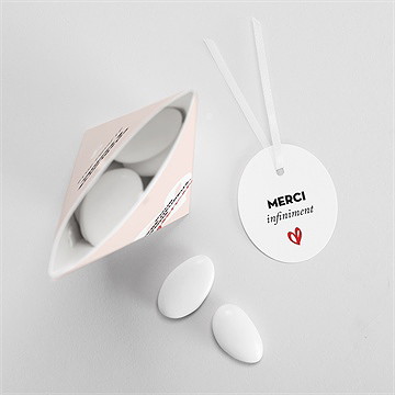 Boîte de dragées mariage coeur étui - Intérieur de la boîte