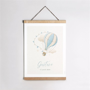 Affiche naissance montgolfière