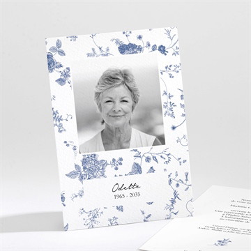 Faire-part décès fleurs bleues