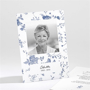 Faire-part décès fleurs bleues