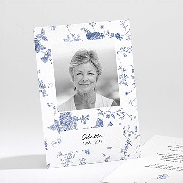 Faire-part décès fleurs bleues