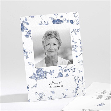 Remerciement décès fleurs bleues