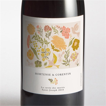 Etiquette de bouteille mariage hippie chic