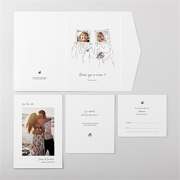 Faire-part mariage jolie devinette - Vue ensemble extérieur