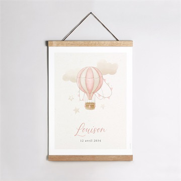 Affiche naissance une montgolfière plié