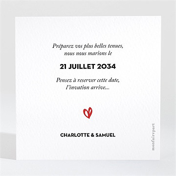 Save the Date mariage coeur - Dos de la carte