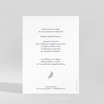 Faire-part décès bougie éternelle - Dos du faire-part