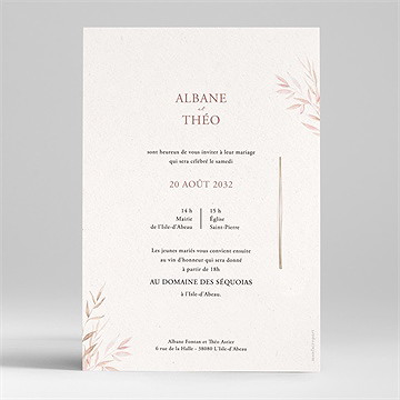 Faire-part mariage poésie boheme fleur séchée - Dos du faire-part