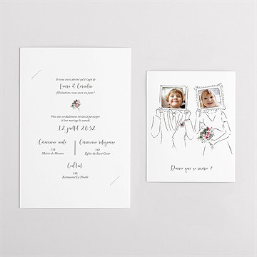 Faire-part mariage jolie devinette duo - Vue d'ensemble