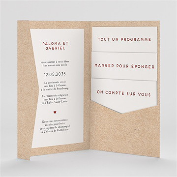 Faire-part mariage champagne - Intérieur du faire-part