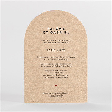 Faire-part mariage champagne arche - Dos du faire-part