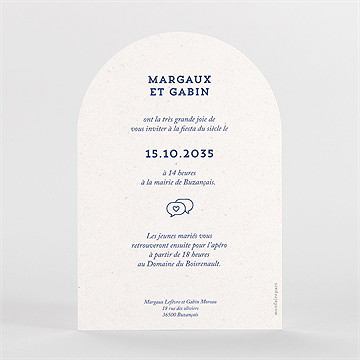 Faire-part mariage allez viens ! arche - Dos du faire-part