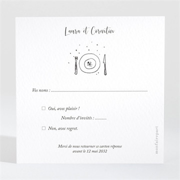 Carton réponse mariage jolie devinette pochette duo