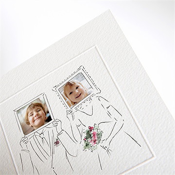 Faire-part mariage jolie devinette gaufrage - Détail du faire-part