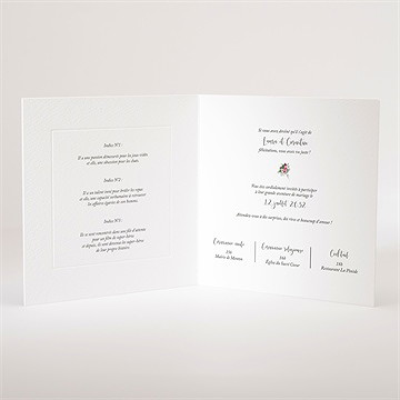 Faire-part mariage jolie devinette gaufrage - Intérieur du faire-part