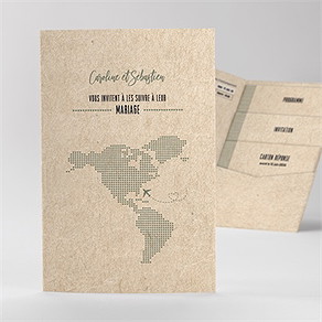 Faire-part mariage billet d'avion pocketfold