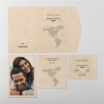 Faire-part mariage billet d'avion pocketfold - Vue ensemble extérieur