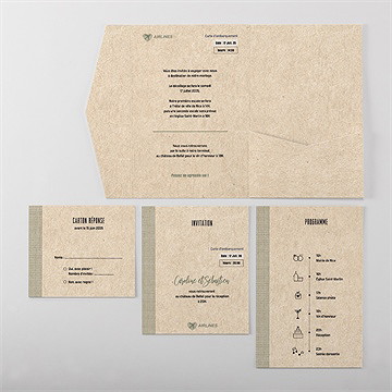 Faire-part mariage billet d'avion pocketfold - Vue d'ensemble intérieur