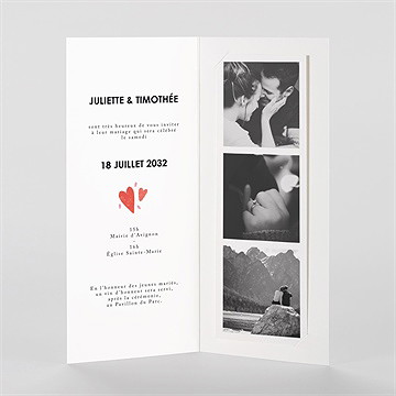 Faire-part mariage coeurs photomaton - Intérieur du faire-part