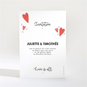 Carton d'invitation mariage coeurs